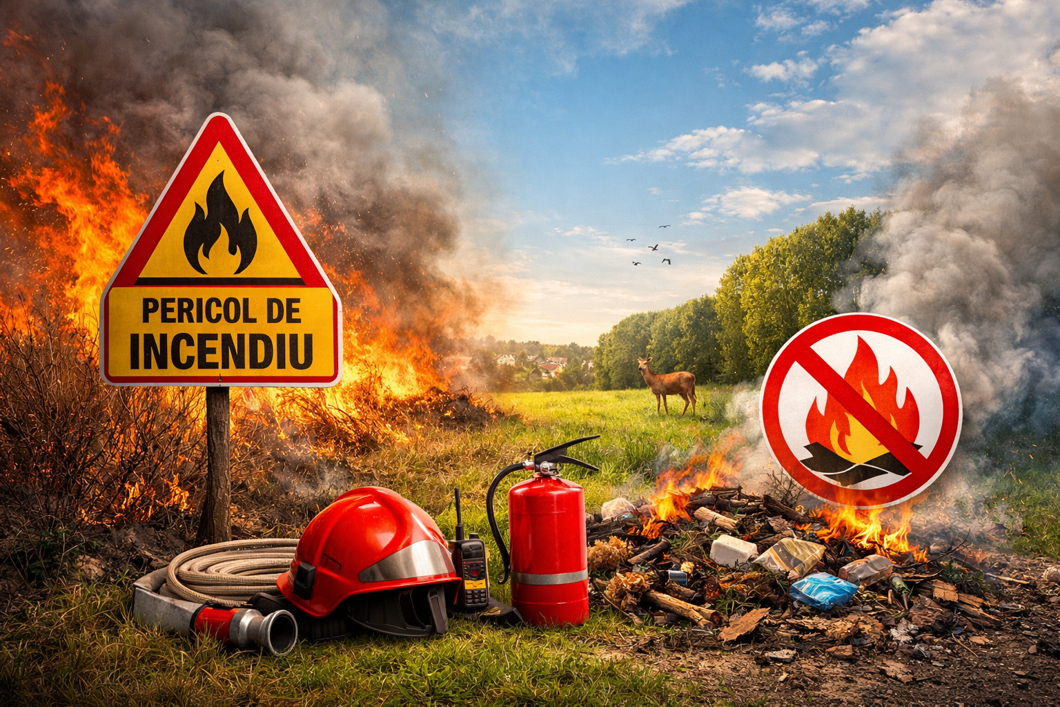 Prevenirii cazurilor de ardere a vegetației uscate și poligoanelor de deșeuri