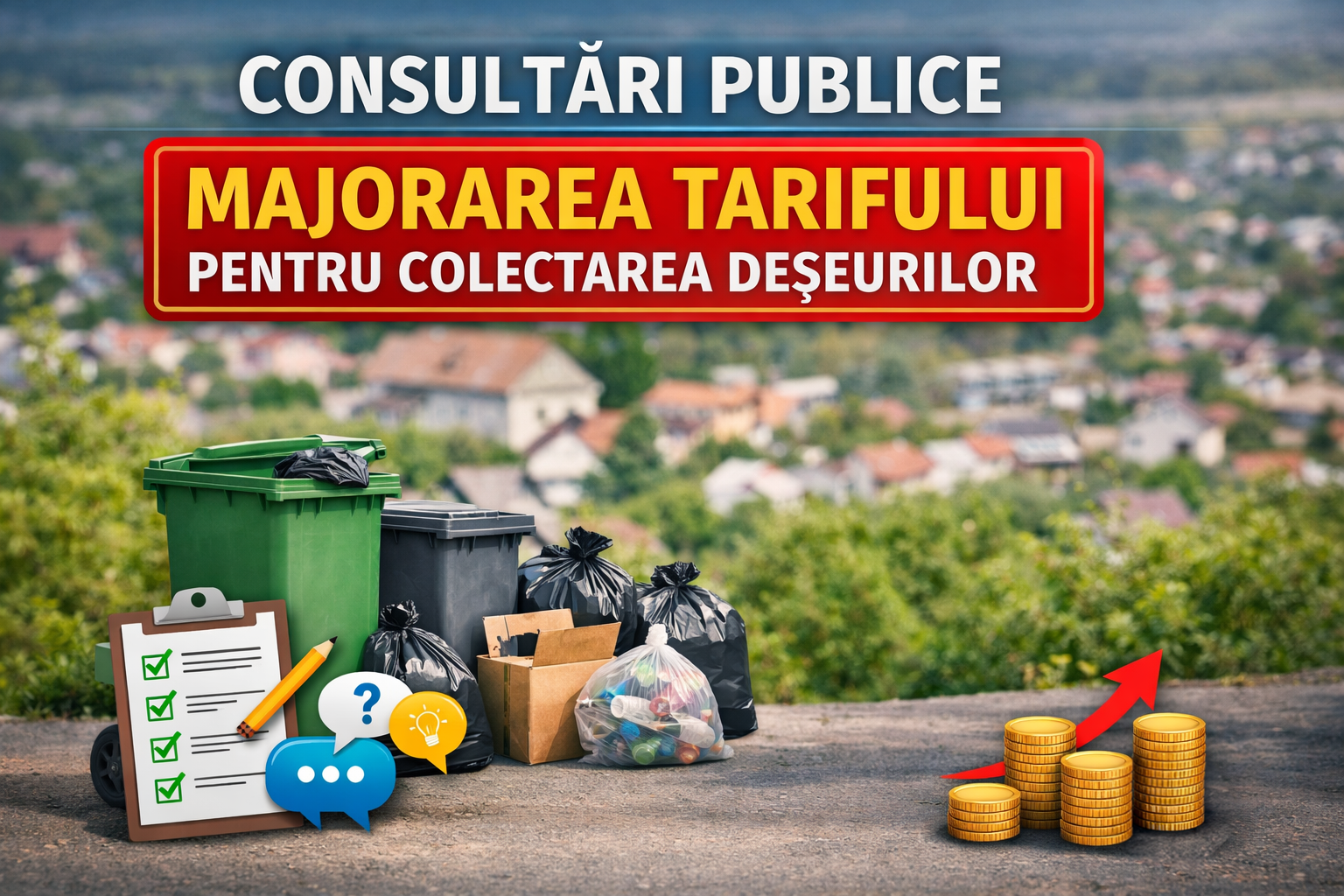 Consultări publice! Privind solicitarea de majorare a tarifului pentru serviciile de salubrizare