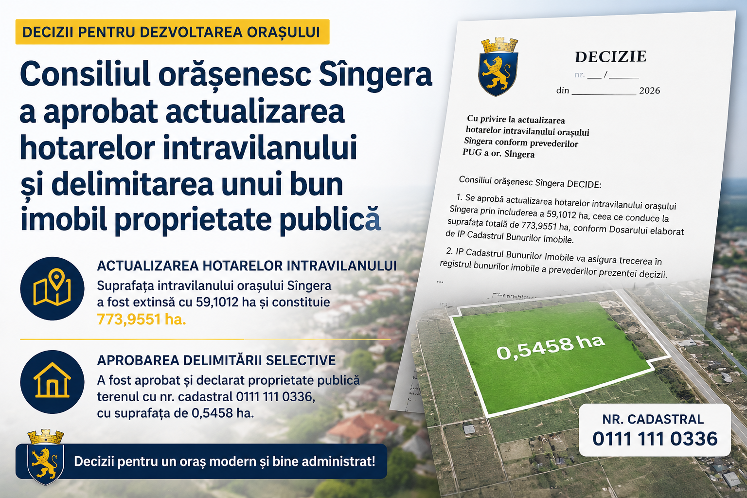 Consultări publice! Cu privire la aprobarea materialelor de delimitare selectivă a unor bunuri imobile proprietate a or. Sîngera