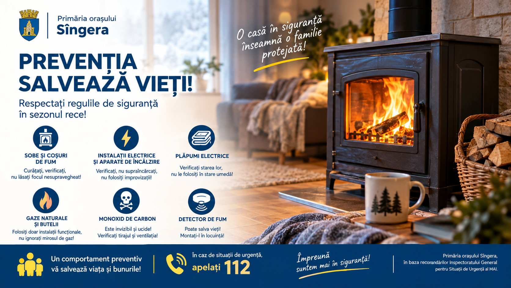 Sezonul rece în siguranță: reguli de prevenire a incendiilor și a intoxicațiilor cu monoxid de carbon