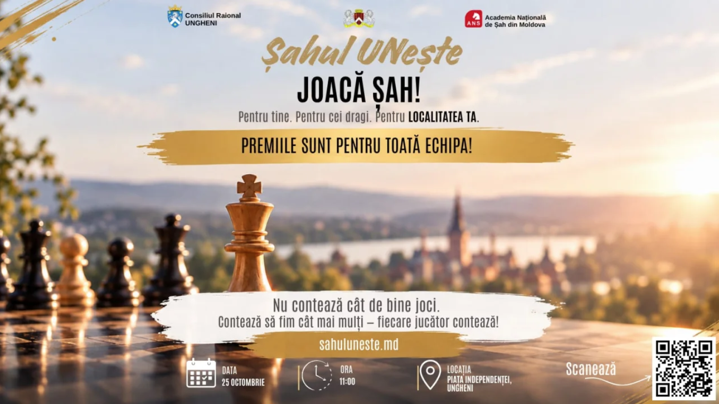 Turneul «Șahul Unește» va reuni comunitățile din Republica Moldova la Ungheni